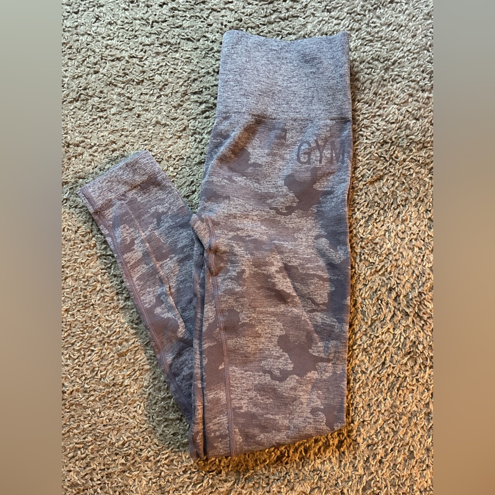 Gymshark Gray/Purple Camo Leggings - Small